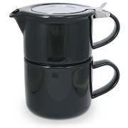 FORLIFEフォーライフ Tea for Oneティーフォーワン 347 マグカップ付きティーポット　ブラックグラファイト
