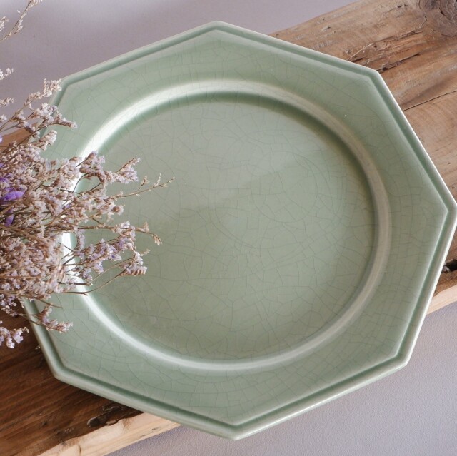 モラン　オクタゴナルパーティープレート(セラドングリーン)