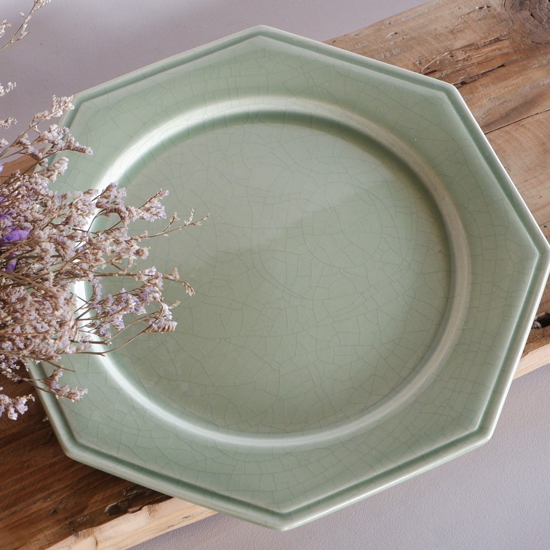モラン　オクタゴナルパーティープレート(セラドングリーン)