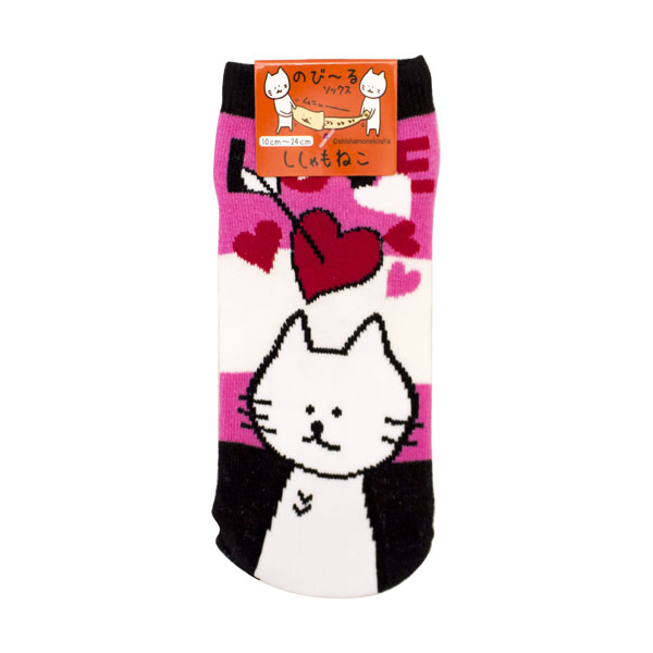 ししゃもねこのび～る靴下_ピンク