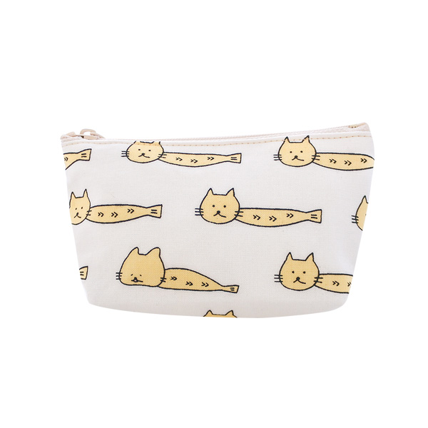 ししゃもねこ総柄舟形ポーチ 小