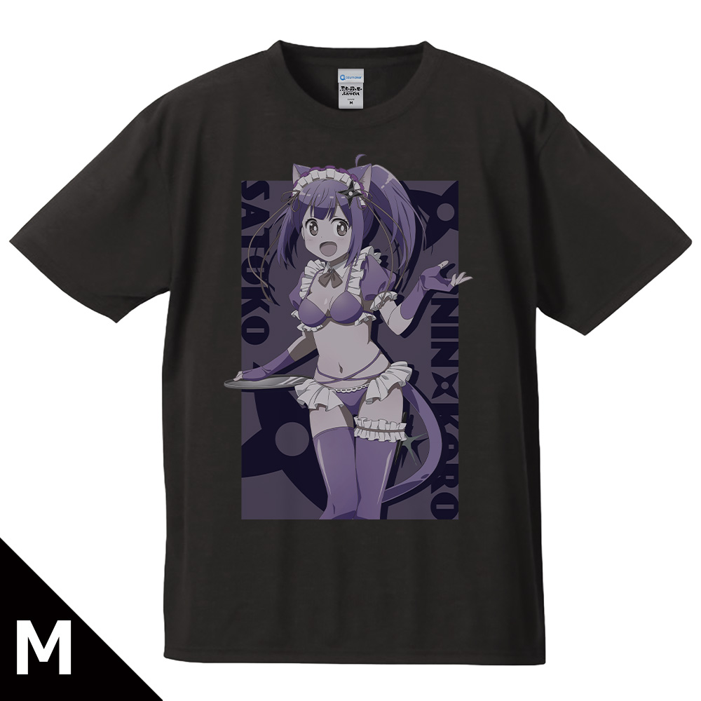 ロ*ー様 KINASHI コミックプリント シャツ 忍者と殺し屋のふたりぐらし Tシャツ 古賀このは 猫耳水着メイド