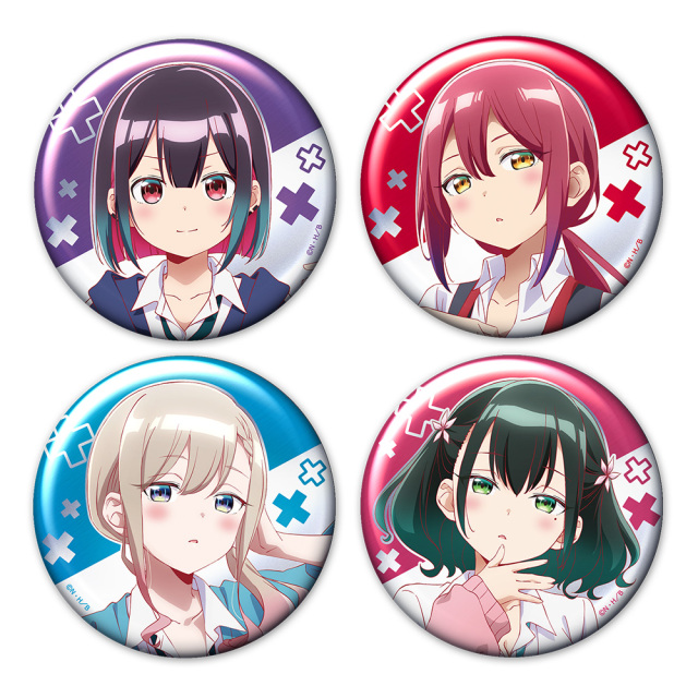 ばっどがーる メタリック缶バッジ4個セット 優&亜鳥&涼&るら