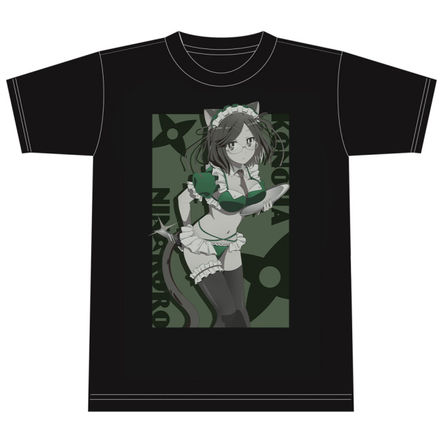 ロ*ー様 KINASHI コミックプリント シャツ 忍者と殺し屋のふたりぐらし Tシャツ 古賀このは 猫耳水着メイド