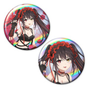 デート・ア・ライブV ホログラム缶バッジ２個セット 時崎狂三  ゴシックパンクver. 【描き下ろし】