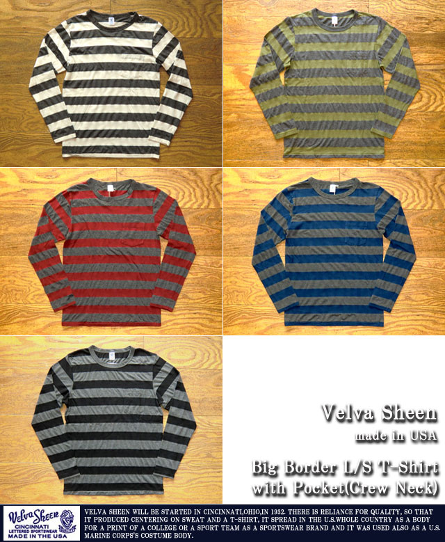 [Velva Sheen]ベルバシーン-ビッグボーダーL/STシャツ(クルーネック)