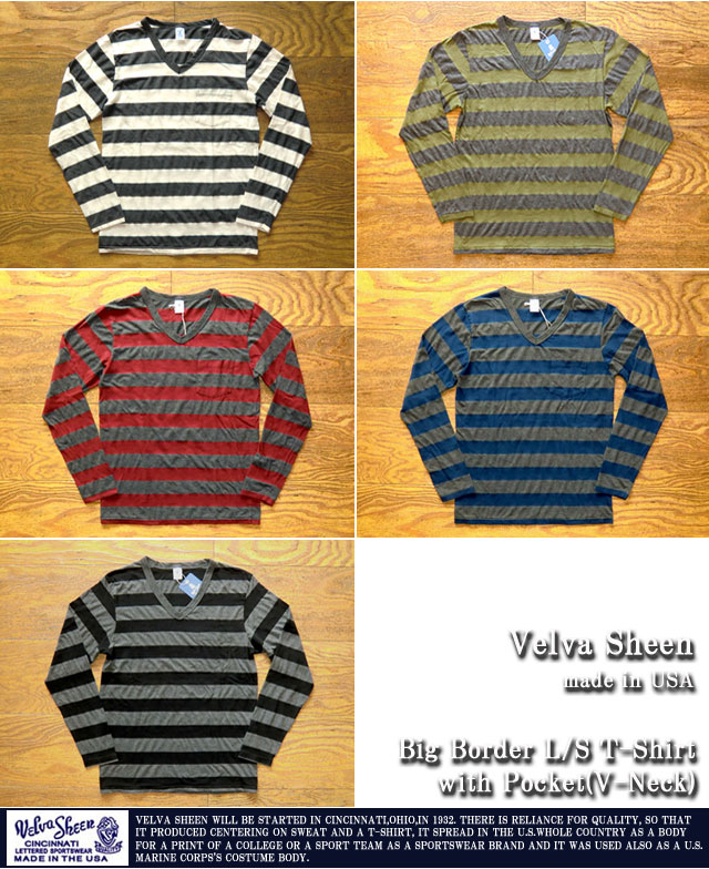 [VelvaSheen]ベルバシーン-ビッグボーダーL/STシャツ（Vネック）