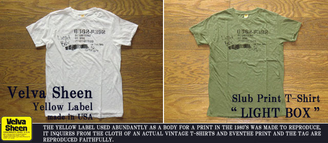 ベルバシーンイエローレーベルスラブプリントTシャツ“LIGHT BOX”