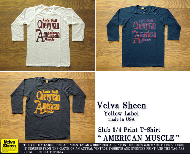 ベルバシーンイエローレーベル-7分袖スラブプリントTシャツ