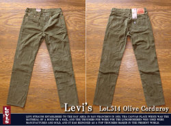 リーバイス-514ストレートコーデュロイOlive