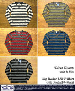 [VelvaSheen]ベルバシーン-ビッグボーダーL/STシャツ（Vネック）