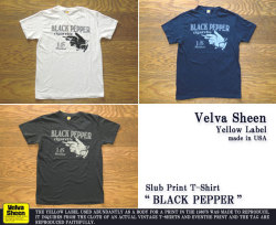 ベルバシーンイエローレーベル-スラブプリントTシャツ“BLACK PEPPER”