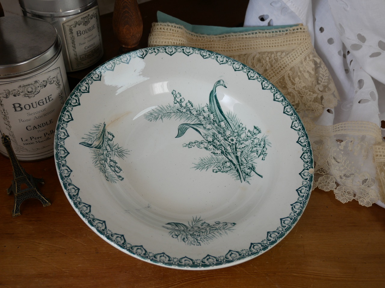 フランスアンティークSaint Amand すずらんスープ皿 F