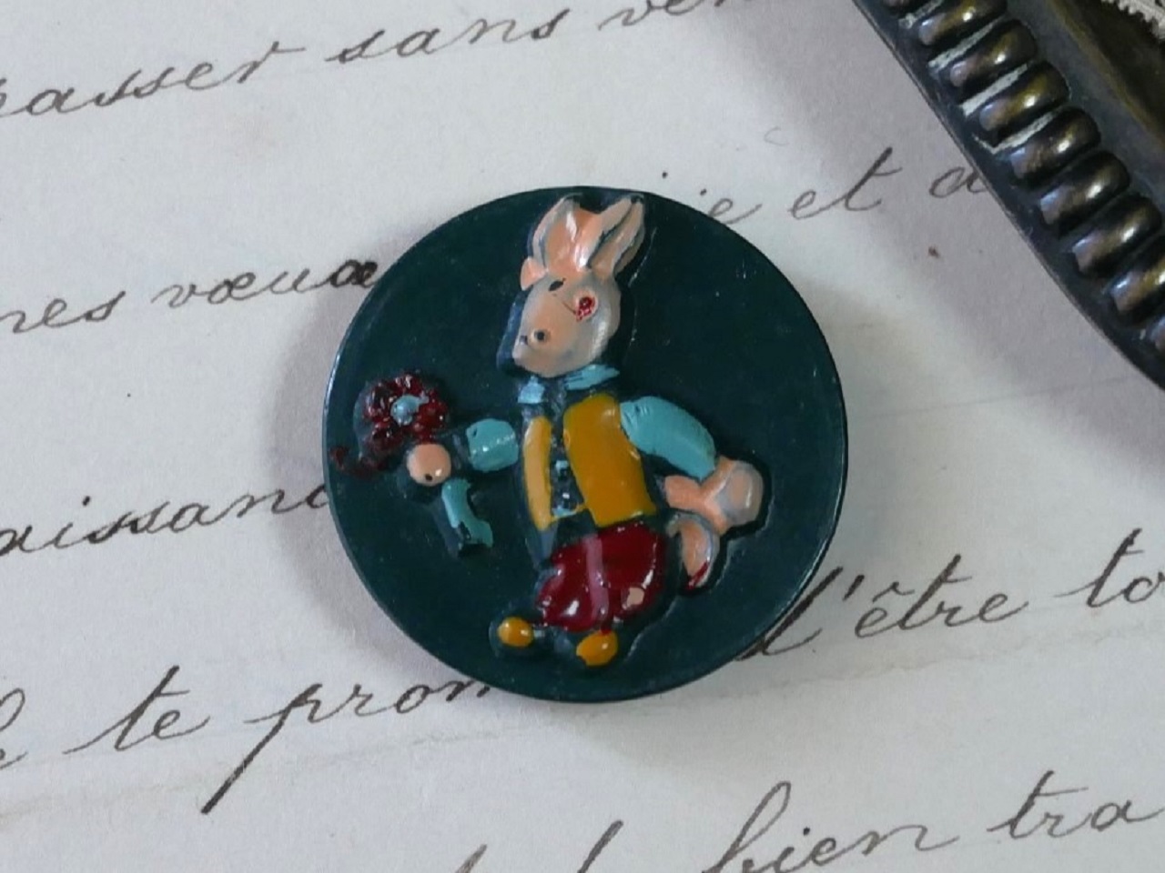 フランスプラスチックバニーボタン（Vert）