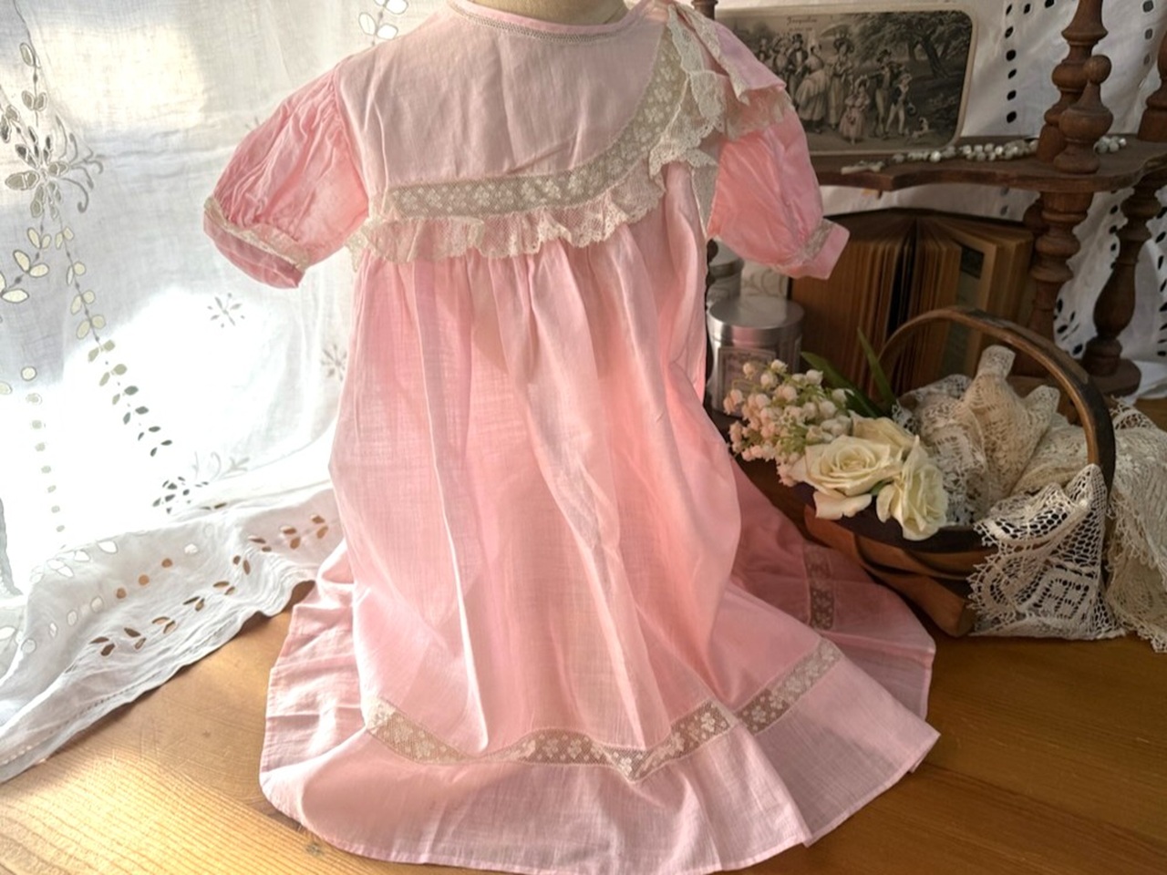 ピンクコットンベビーワンピース
