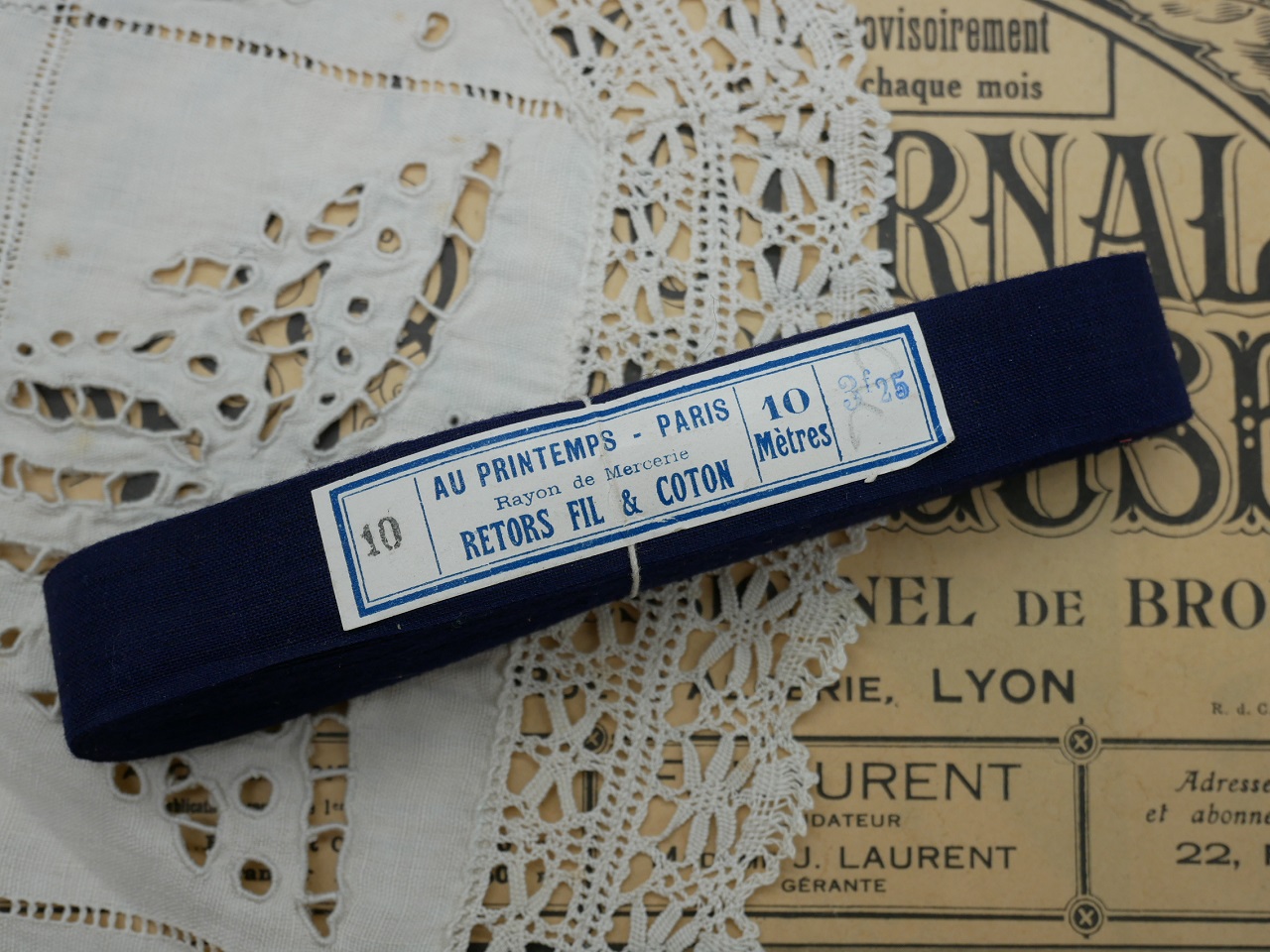 フランスネイビーコットン巻きリボン（AU PRINTEMPS PARIS）