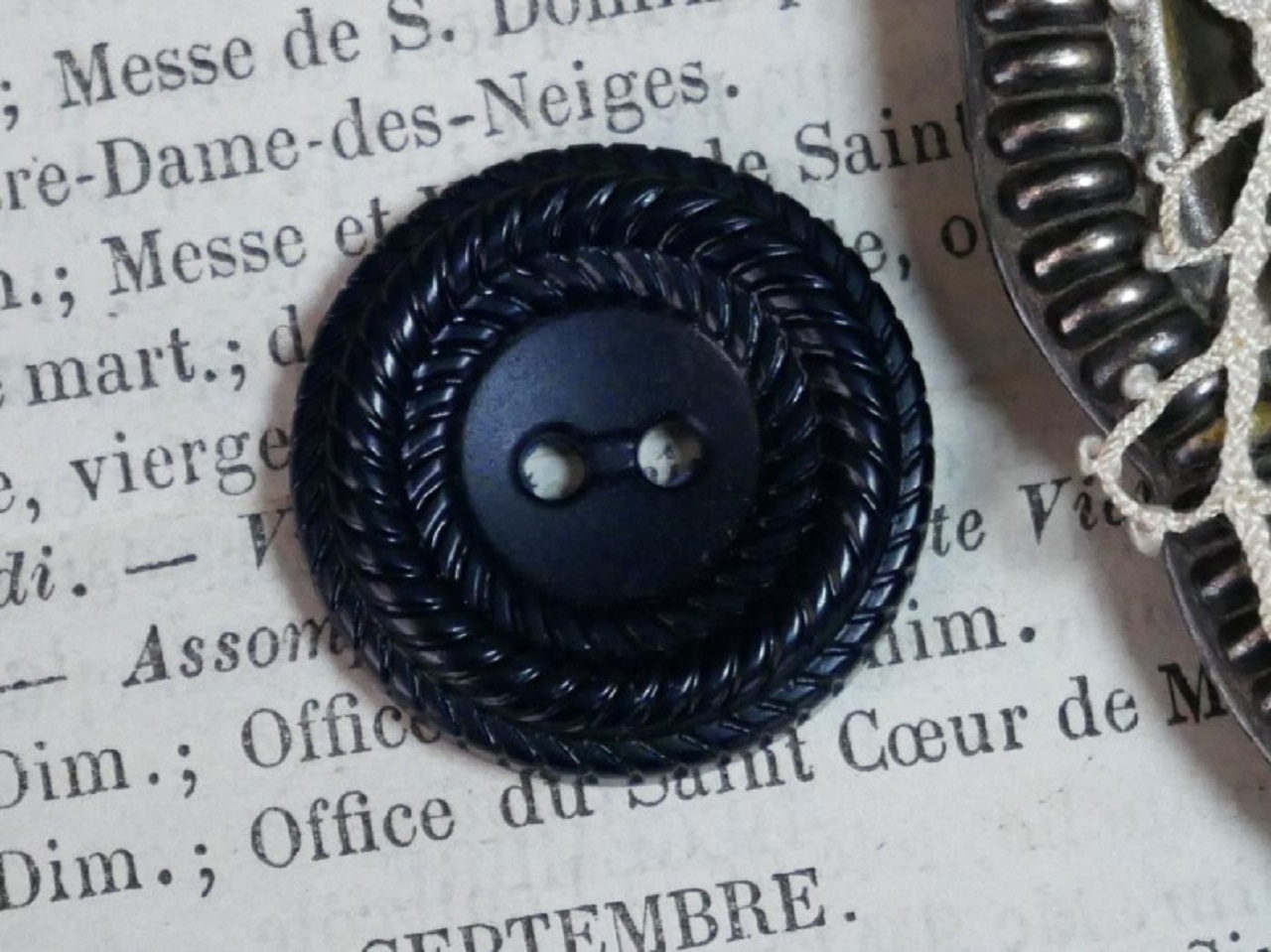 フランスアンティークプラスチックボタン（ダークグレイッシュブルーP56）