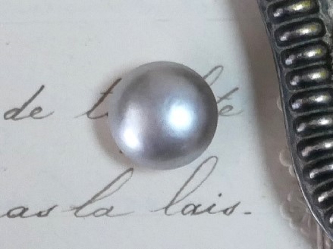 フランスヴィンテージシルバーフェイクパールボタン（直径1.0cm）