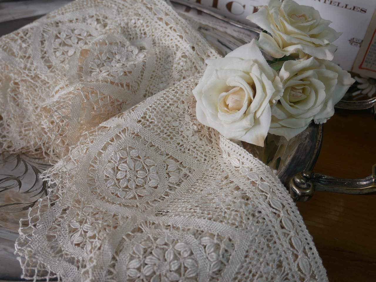 フランスアンティ―クハンドメイドボビンレース B（カット販売）