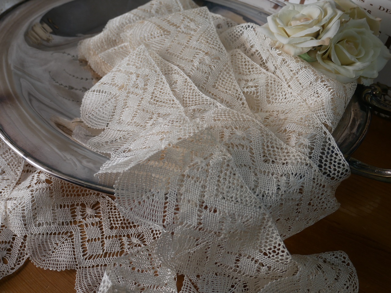 フランスアンティ―クハンドメイドボビンレース C（カット販売）