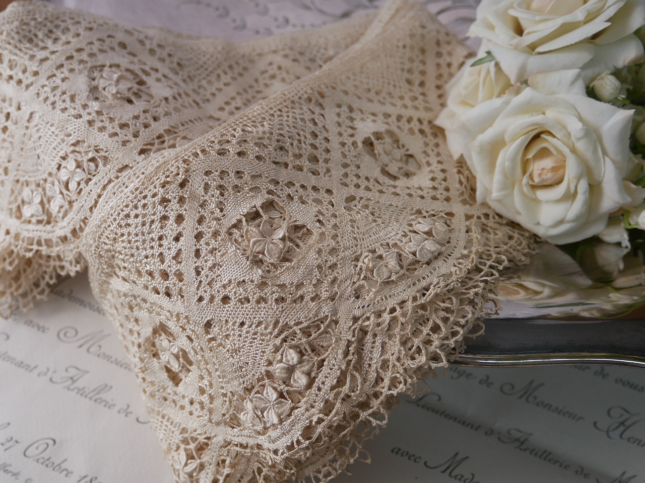 フランスアンティ―クハンドメイドボビンレース M（カット販売）