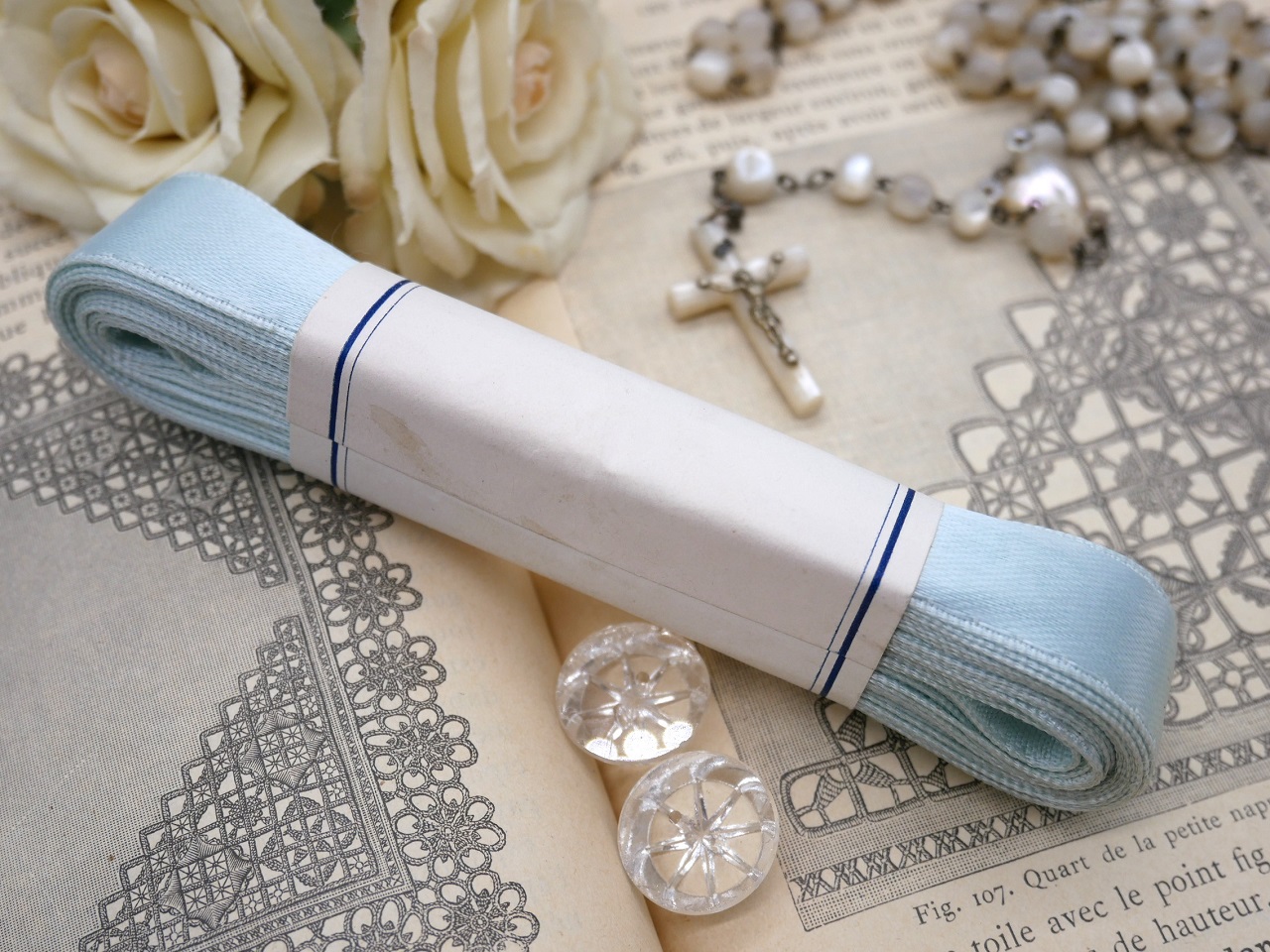 アンティーク＆ブロカント / カットクロス・リボン /フランスブルー