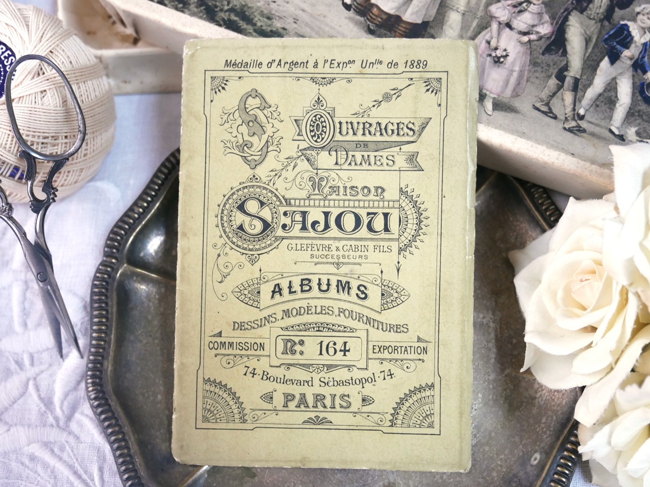 アンティークMaison SAJOU刺繍図案ミニアルバム No,164