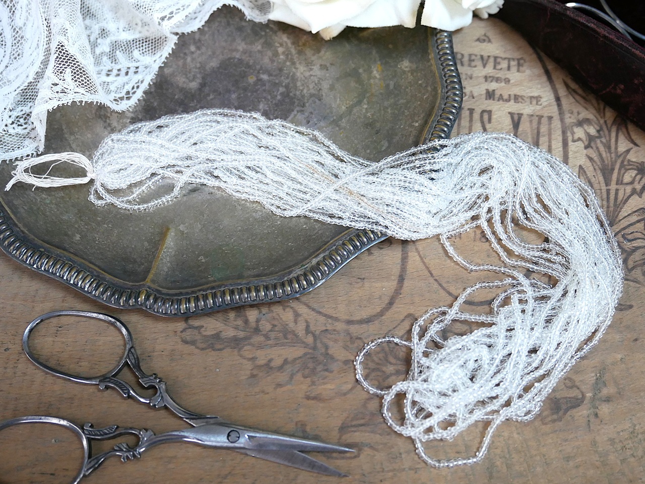 1920sフランスヴィンテージ刺繍用マイクロビーズフレンチクリア26g