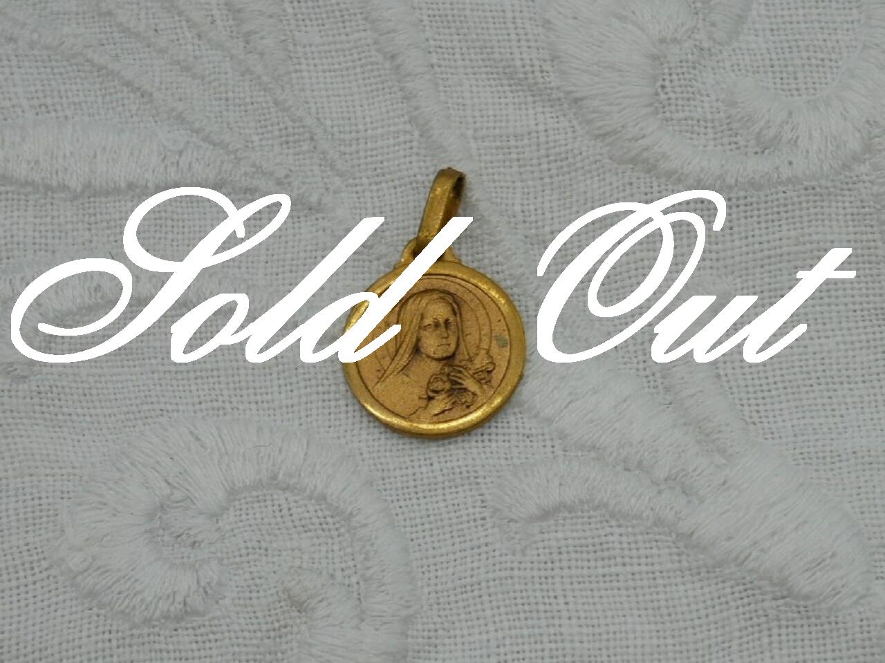 フランスリジューのテレーズゴールドプレートミニメダイ