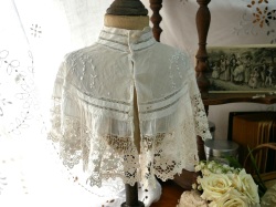 アンティークハンドメイドホワイトコットンレースカラー