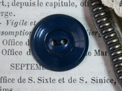 フランスアンティークプラスチックボタン（ラウンドダークグリーンシュブルーM/M48）