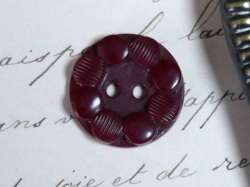 フランスヴィンテージフラワーシェイプボルドープラスチックボタン（S直径1.5cm//L04）