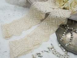 フランスアンティ―クハンドメイドボビンレースパーツ2点セット B