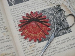 フランスアンティーク紙製台紙ブラックLIN糸巻き(LE FIL AU CHINOIS)