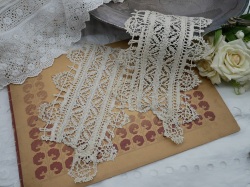 フランスアンティ―クハンドメイドボビンレースパーツ２点セット