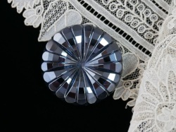 フランスヴィンテージブラックガラス放射状カットデザインボタン（直径2.7cm）