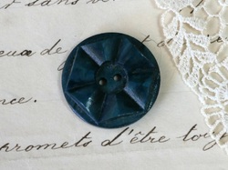 フランスヴィンテージダークブルーグリーンベークライトボタン （直径1.8cm）