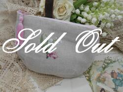 すずらんクロスステッチ刺繍入りリネンポーチ