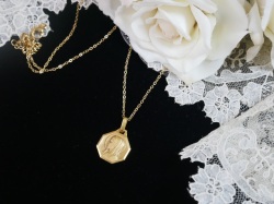 Cherirフランスヴィンテージ聖母マリアのゴールドメダイネックレス