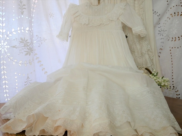 ♡フランスアンティークジレアンティークレースピンクブロカント