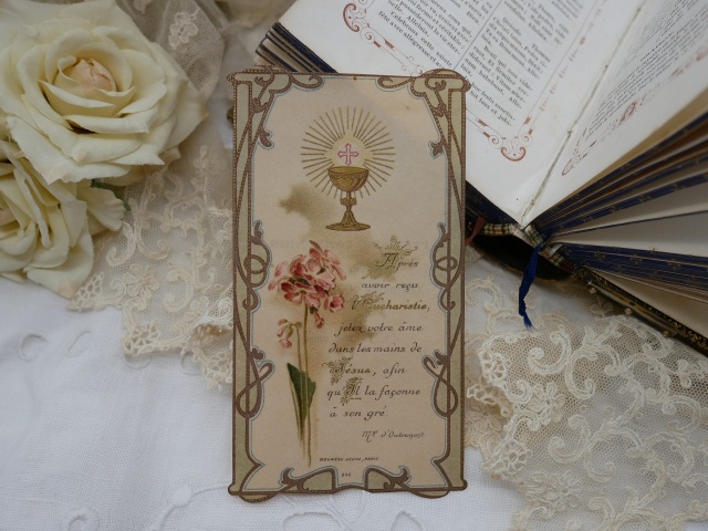フランスアンティーク　コミュニオンカード フランスアンティークコミュニオンカード