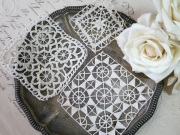 フランスアンティークスクエアモチーフレース 3個セット