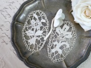 フランスアンティークフラワーニードルモチーフレース &amp;布花3点セット