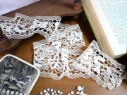 アンティ―クニードルポイント＆チュールコンビネーションレース