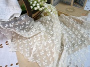 フランス刺繍入りチュールレースハギレA