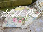 フランスヴィンテージ扇型ビーズシート（白鳩とすずらん）