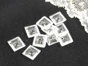 フランスヴィンテージミニクリアガラススクエアボタン（0.9cm角）10個セット