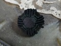 フランスヴィンテージブラックファブリックボタンA（直径2.3cm）