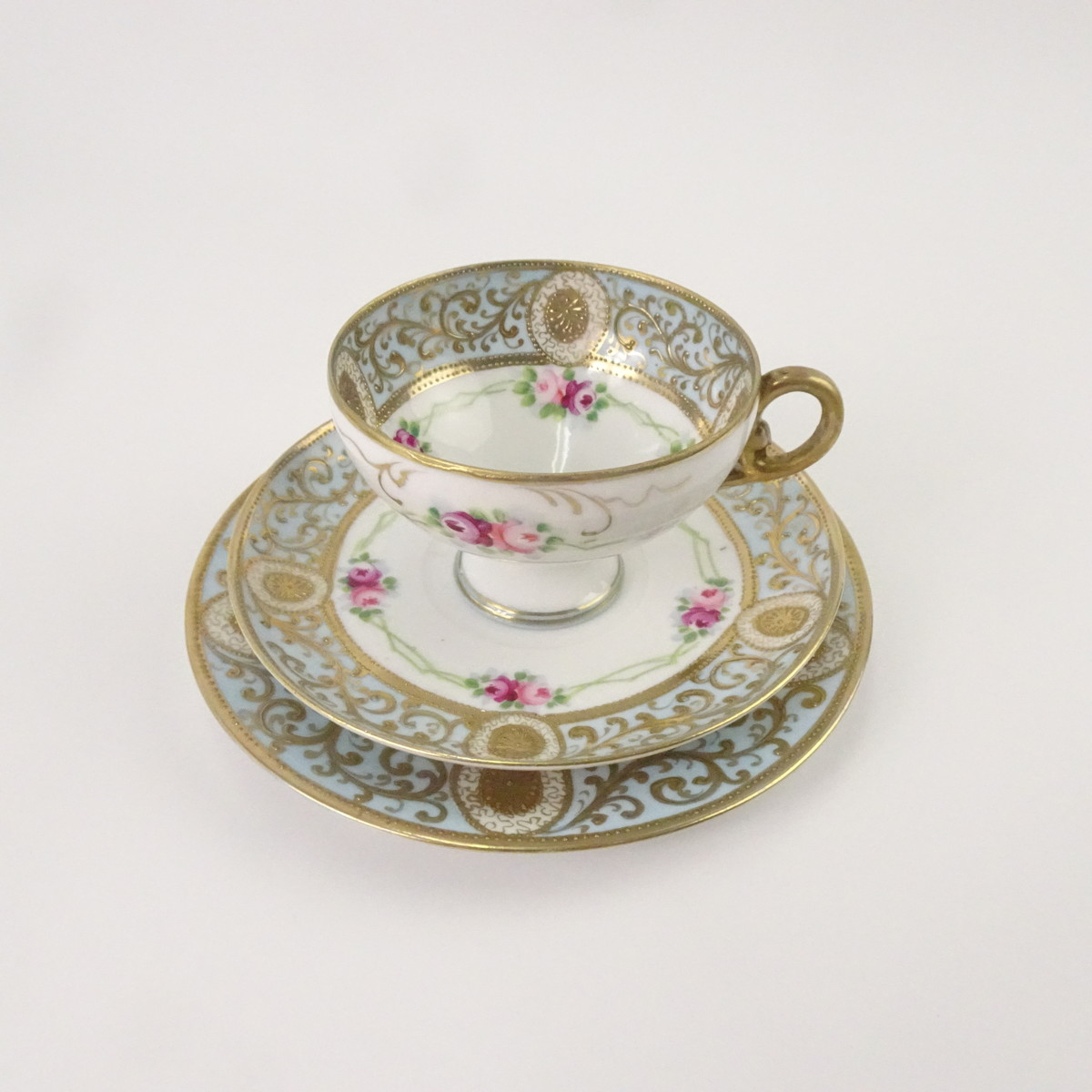 アンティーク カップ＆ソーサー トリオ オールドニッポン 金彩 バラ