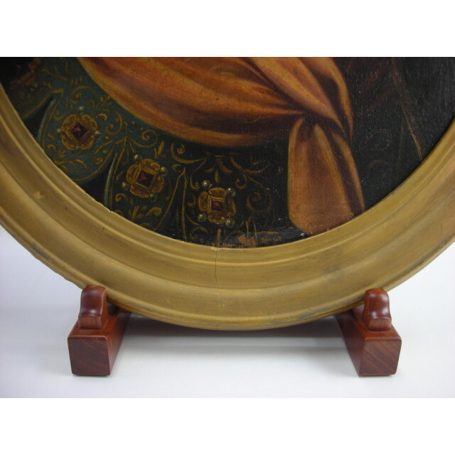 アンティーク 絵画】17-18世紀初期頃 女性人物画 肖像画 パール